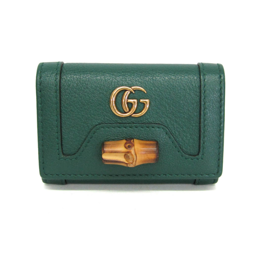 Gucci Bamboo Diana 658636 Women's Leather Key Case Green
